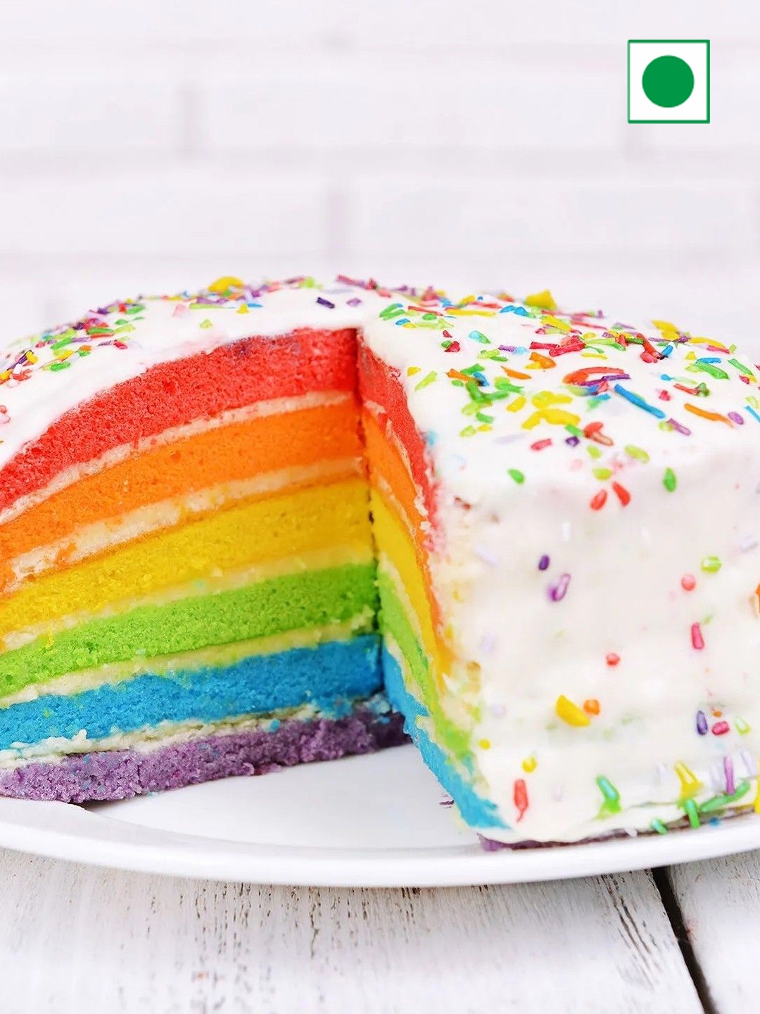 

fnp Rainbow Cream Flavor Eggless Round Cake- 1kg, White