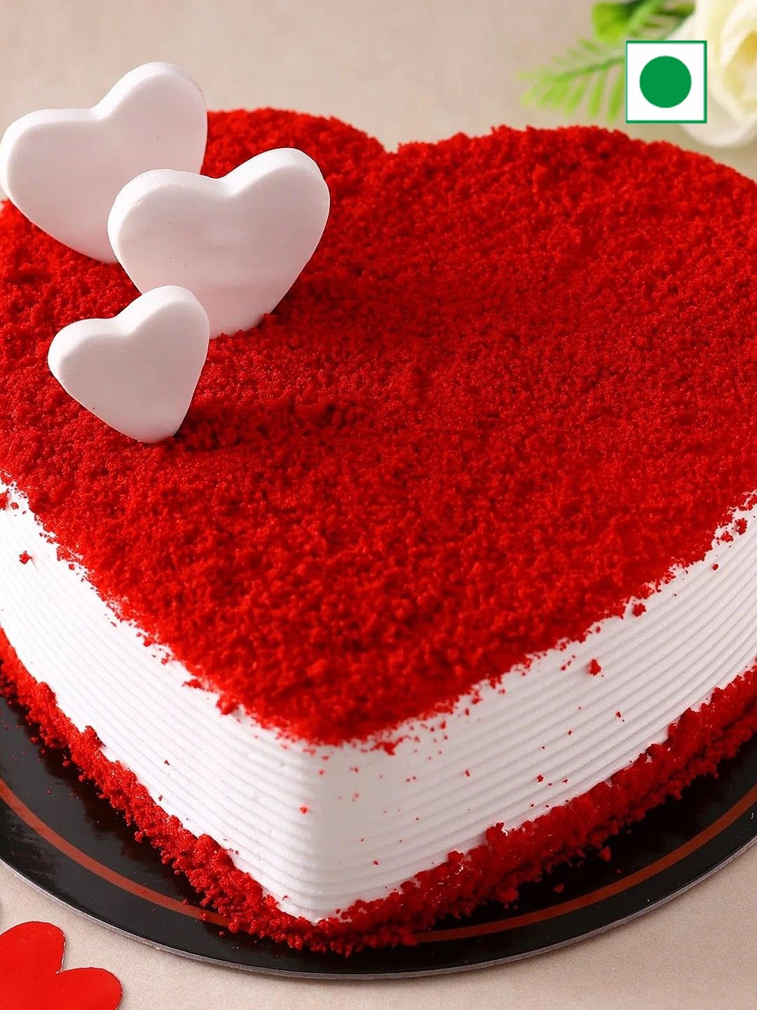 

fnp Red Velvet Flavour Eggless Heart Shape Cake -1kg