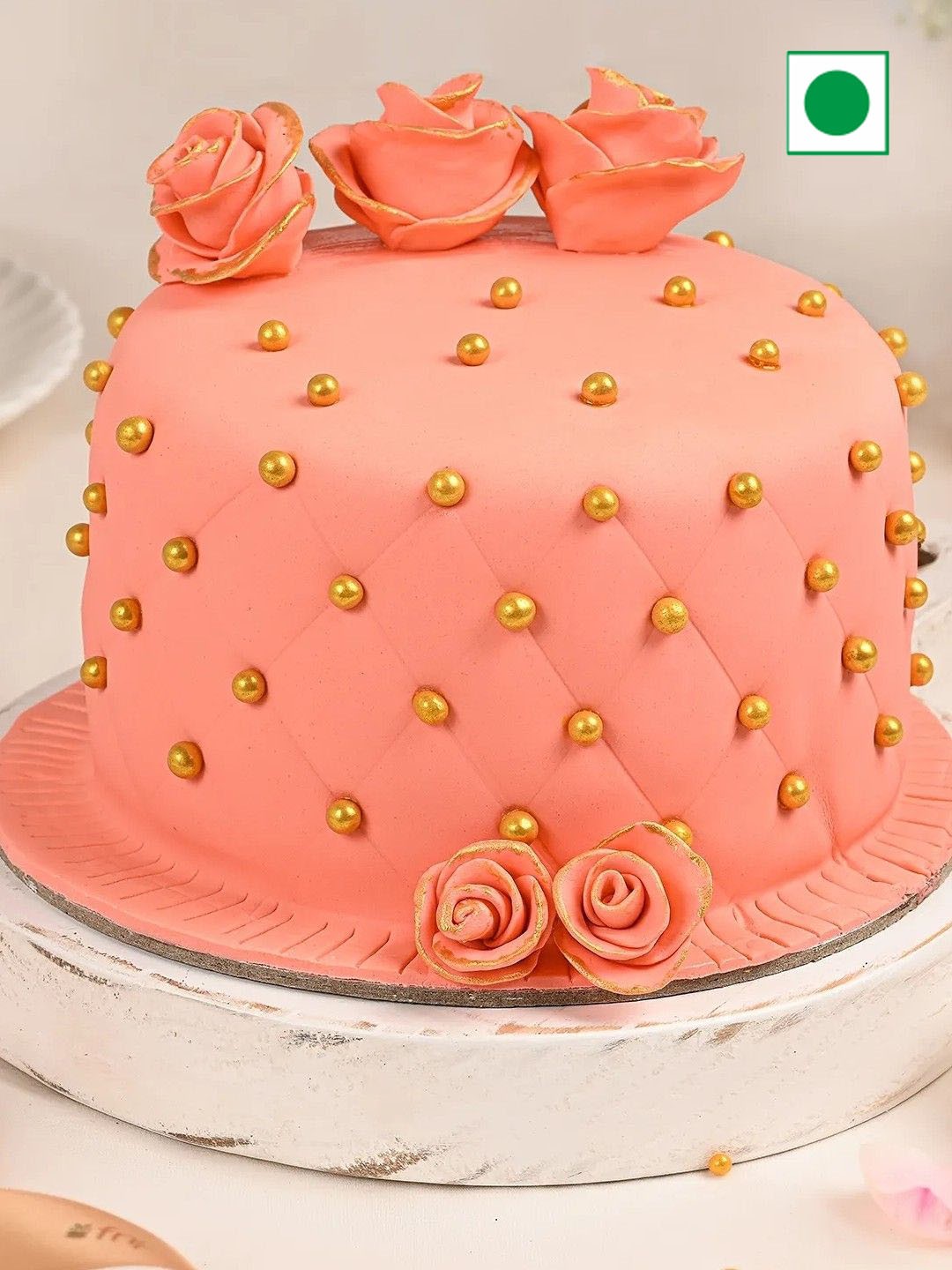 

fnp Chocolate Flavor Eggless Round Cake-1kg, Peach