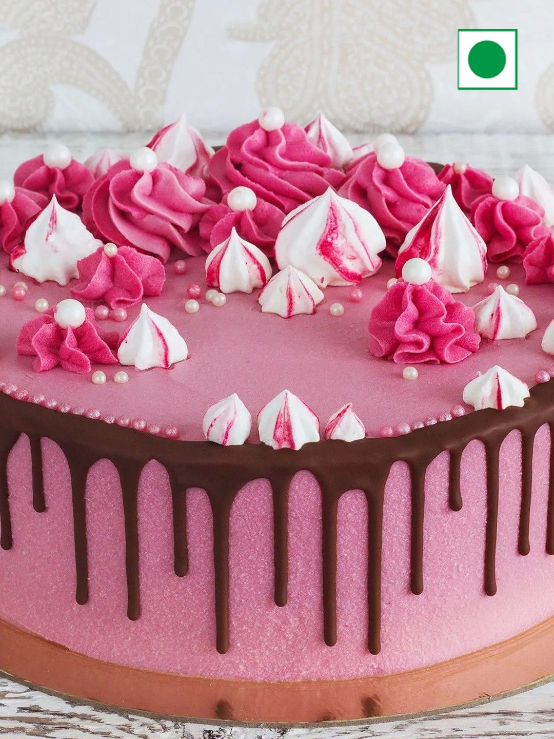 

fnp Strawberry Cream Flavor Eggless Round Cake -1 Kg, Pink