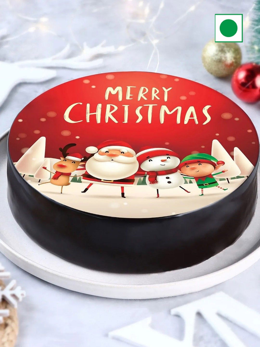 

fnp Chocolate Flavour Eggless Round Photo Cake - 1 Kg, Black