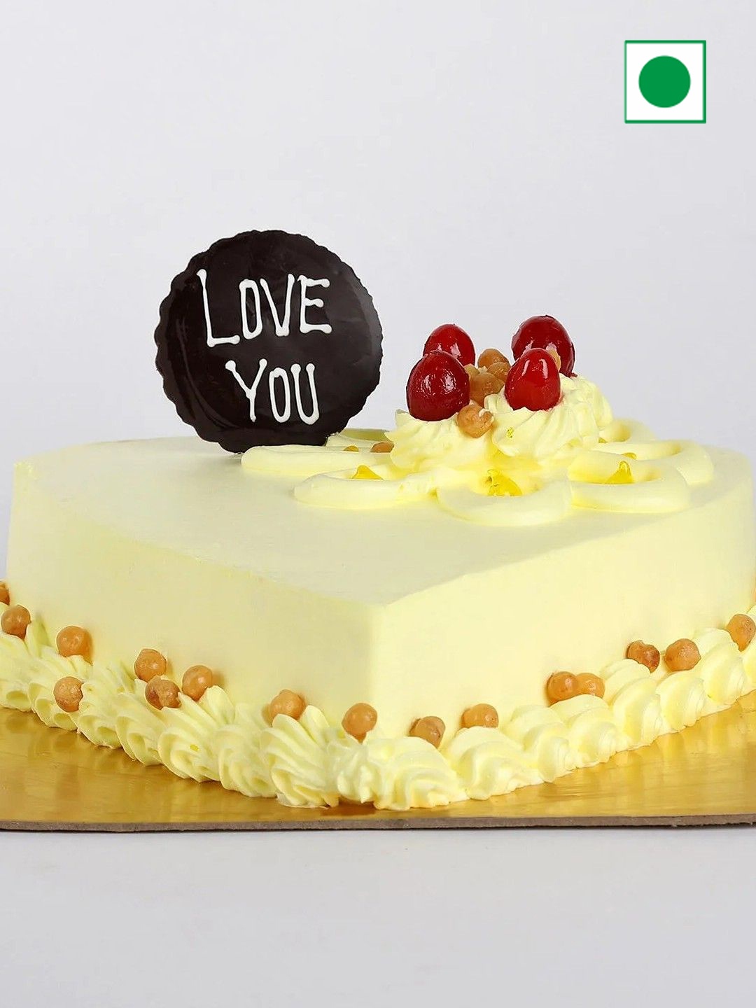 

fnp Butterscotch Eggless Heart Shaped Cake- 1kg, Yellow