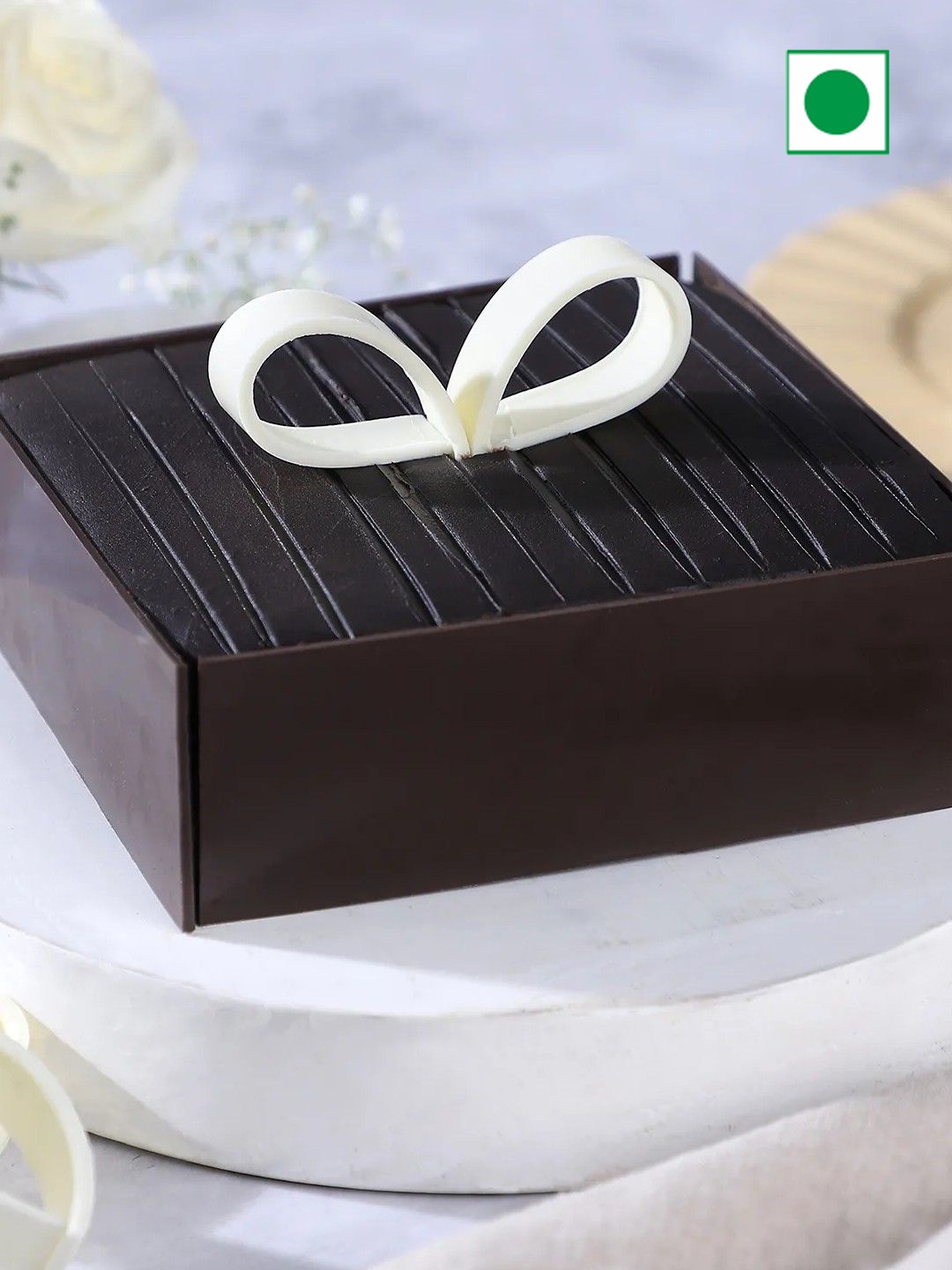 

fnp Chocolate Truffle Eggless Square Cake-1Kg, Brown