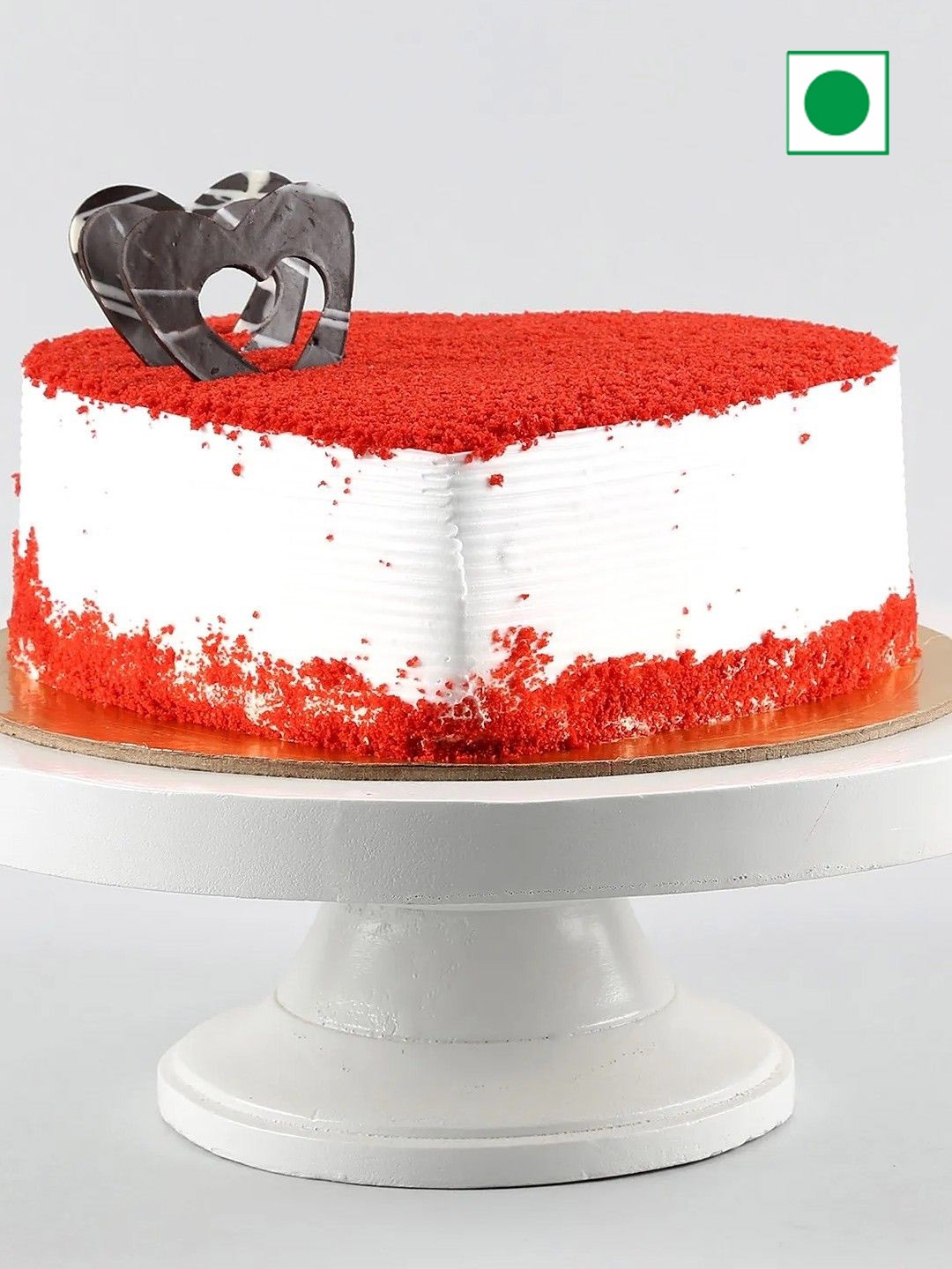 

fnp Red-Velvet Flavor Eggless Heart Shaped Cake - 1kg