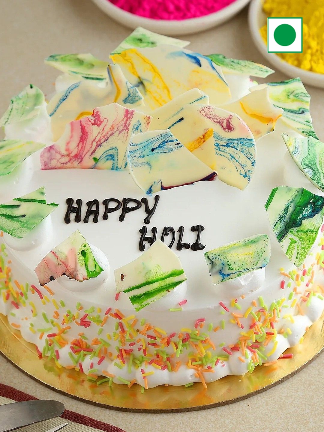 

fnp Happy Holi Butter Scotch Eggless Round Cake 1Kg, White