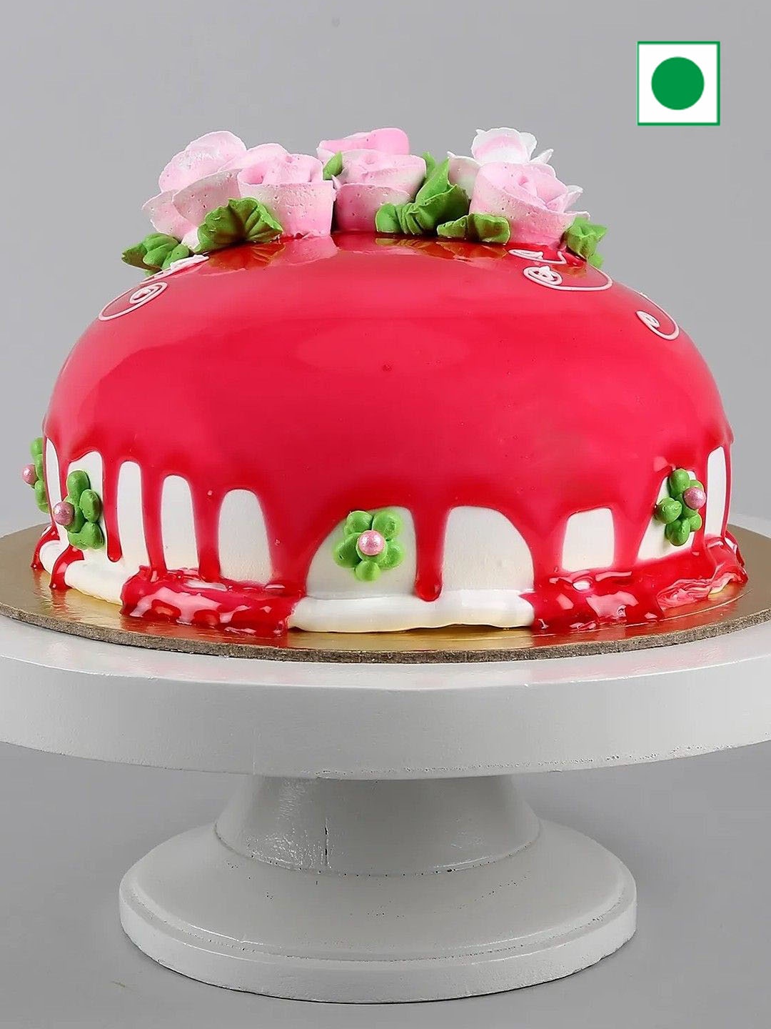 

fnp Roses On Top Chocolicious Flavor Eggless Round Cake - 1 Kg, Red