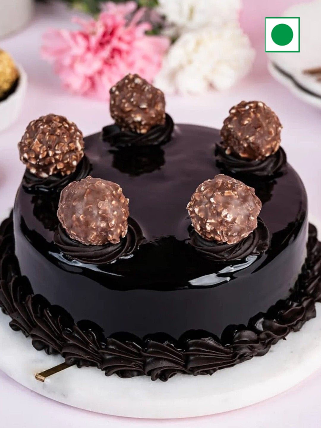 

fnp Ferrero Rocher Truffle Flavor Eggless Round Cake - 1Kg, Brown