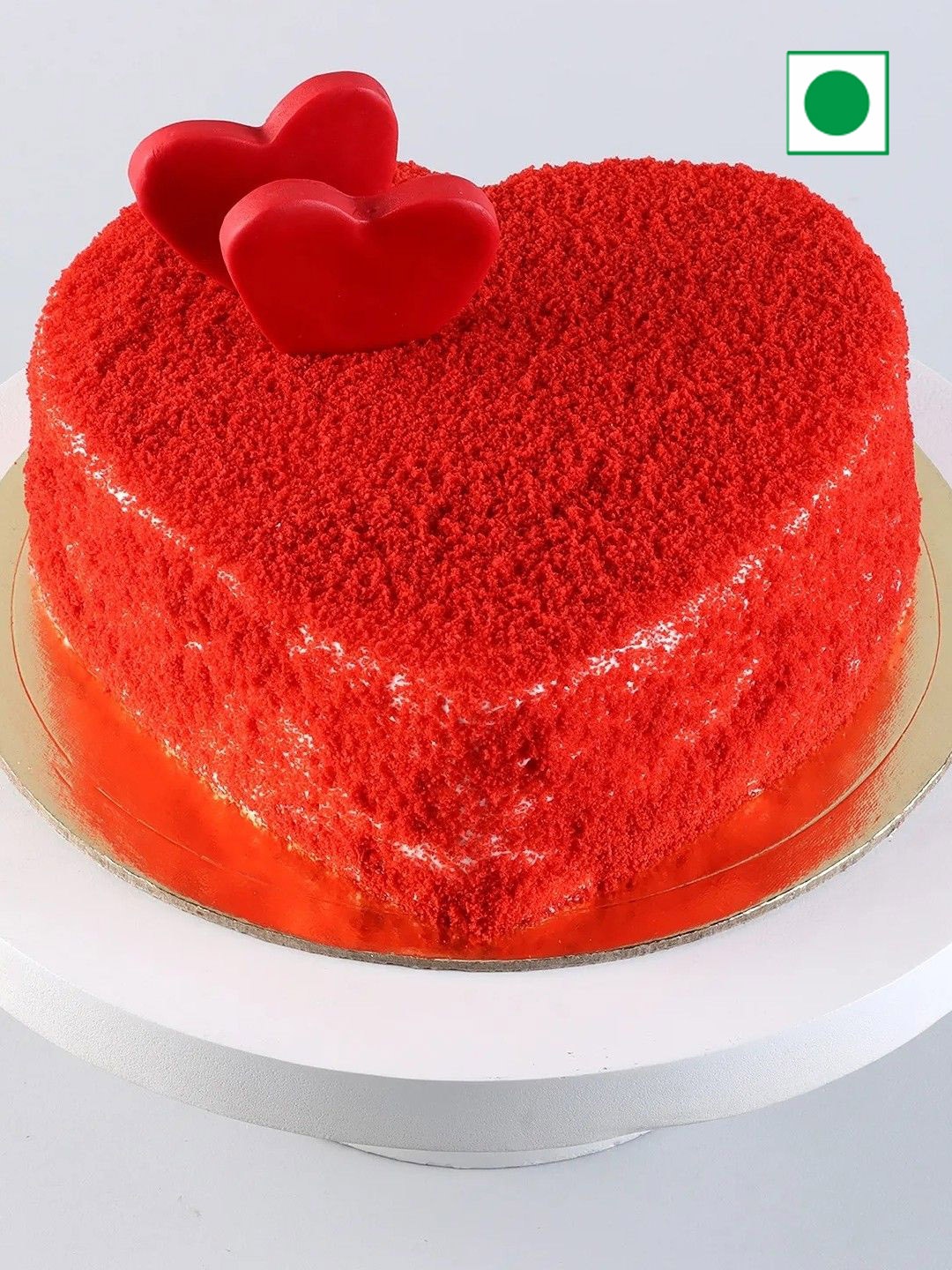 

fnp Sweet Red Heart Velvet Eggless Round Cake - 1kg