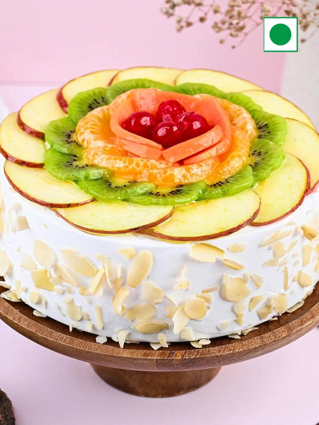 

fnp Fruit Vanilla Flavor Eggless Round Cake- 1Kg, White