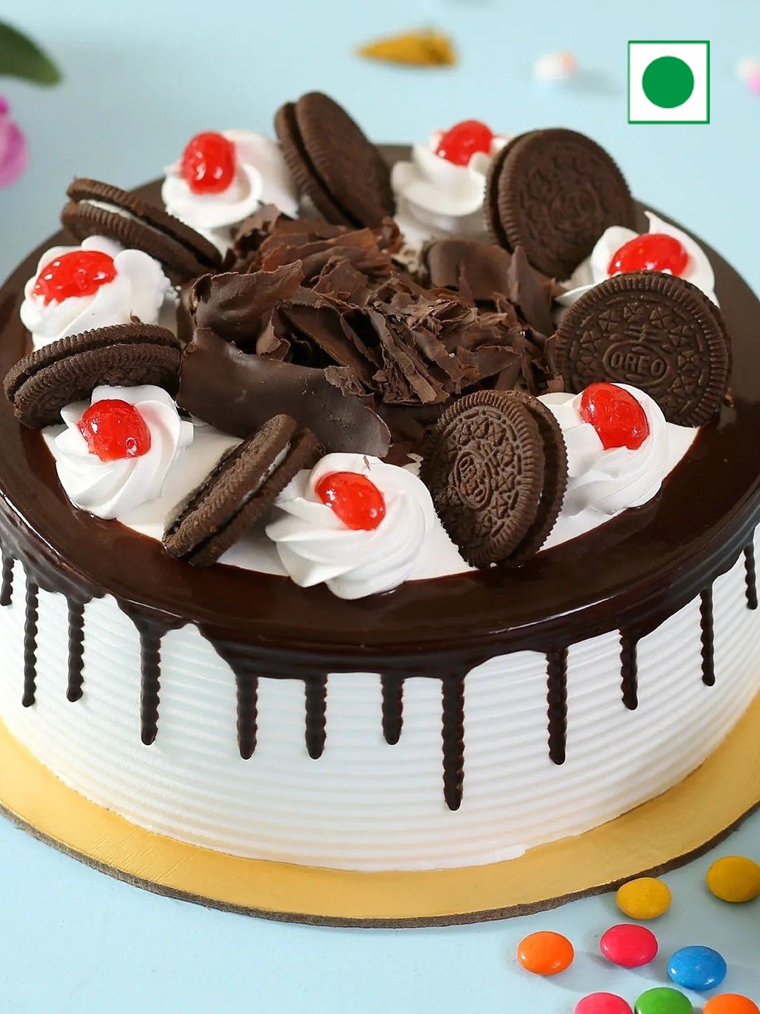 

fnp Black Forest Oreo Eggless Round Cake - 500g, Brown