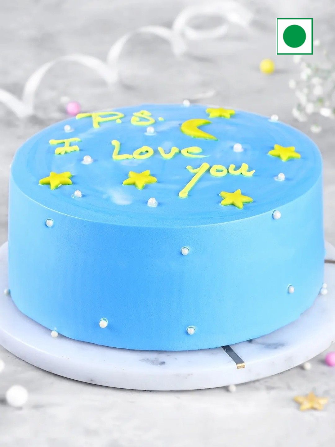 

fnp Chocolate Flavour Eggless Round Cake - 1kg, Blue