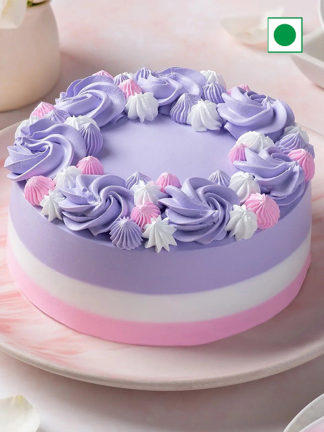 

fnp Rose Paradise Chocolate Flavor Eggless Round Cake - 1kg, Lavender