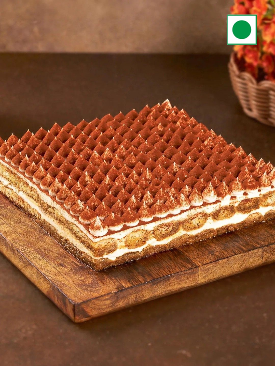 

fnp Tiramisu Flavour Eggless Square Cake-500G, Brown