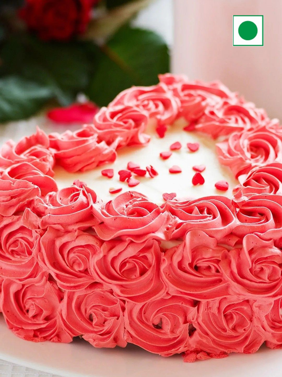 

fnp Chocolate Flavor Eggless Heart Cake - 1 Kg, Cream