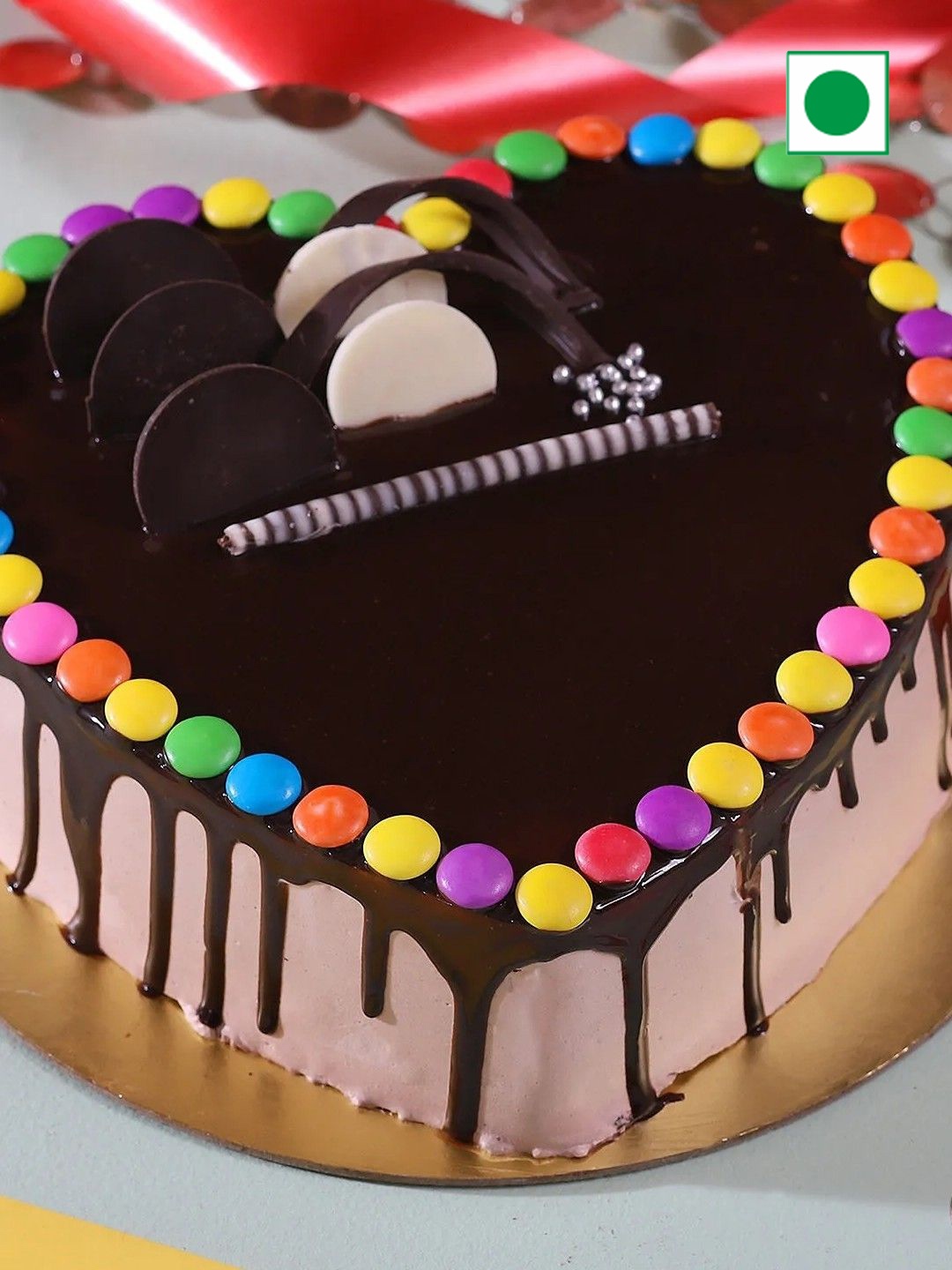 

fnp Chocolate Flavor Eggless Heart shape Cake- 1 Kg, Black