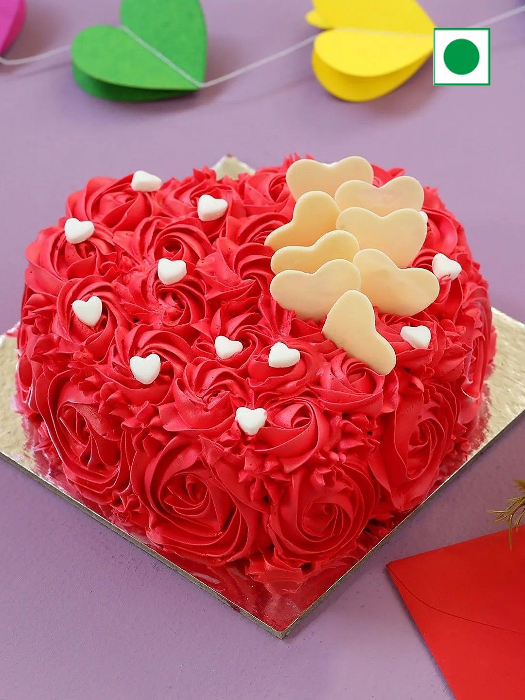 

fnp Chocolate Flavour Eggless Heart Shaped Cake- 1 Kg, Red