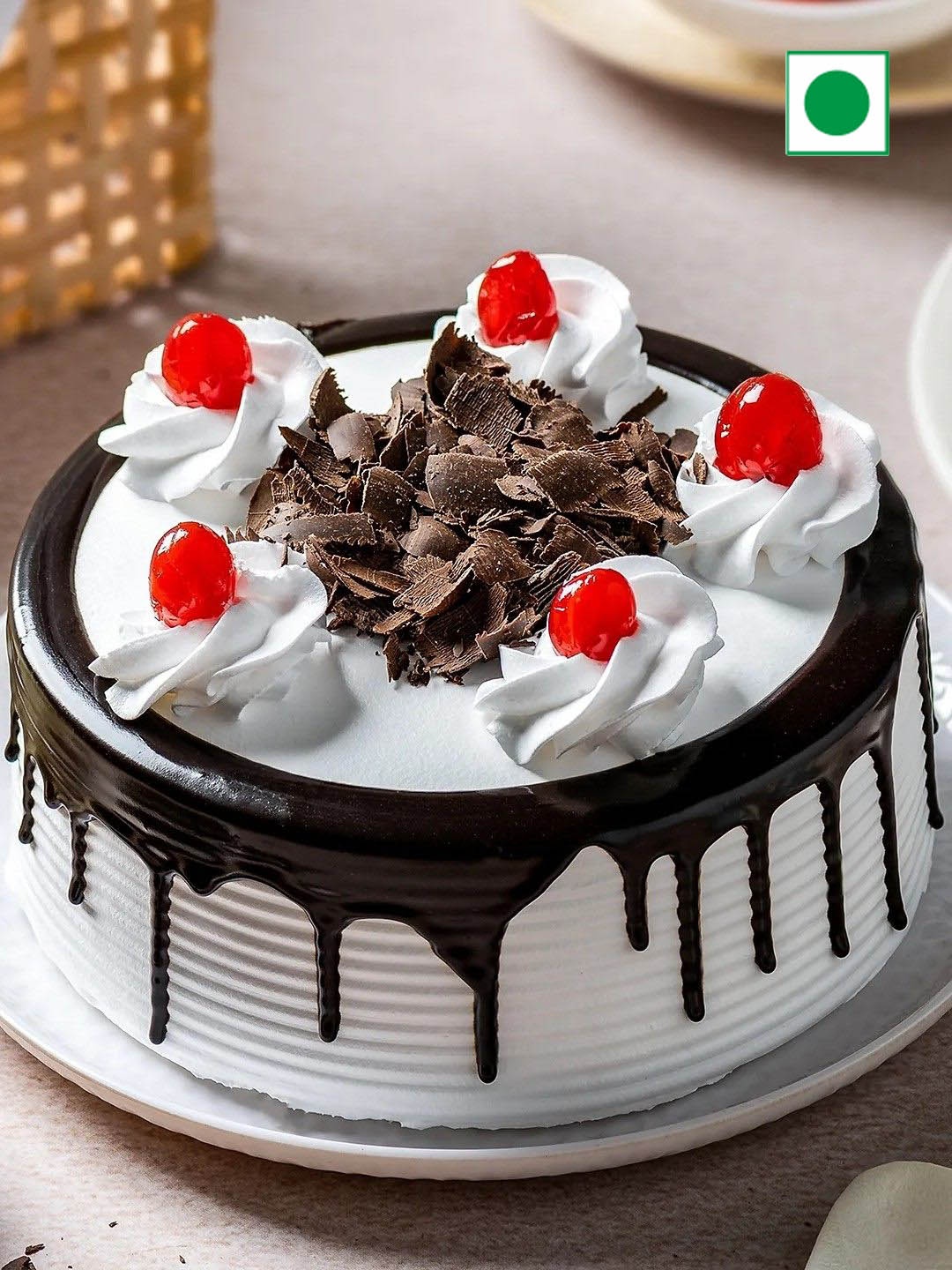 

fnp Black Forest Flavor Eggless Round Cake- 1Kg, Brown