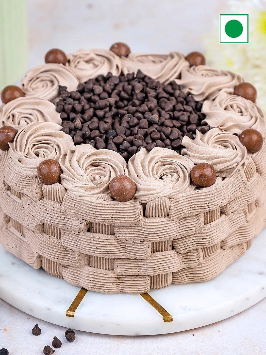 

fnp Basketweave Design Chocolate Eggless Round Cake - 1kg, Black