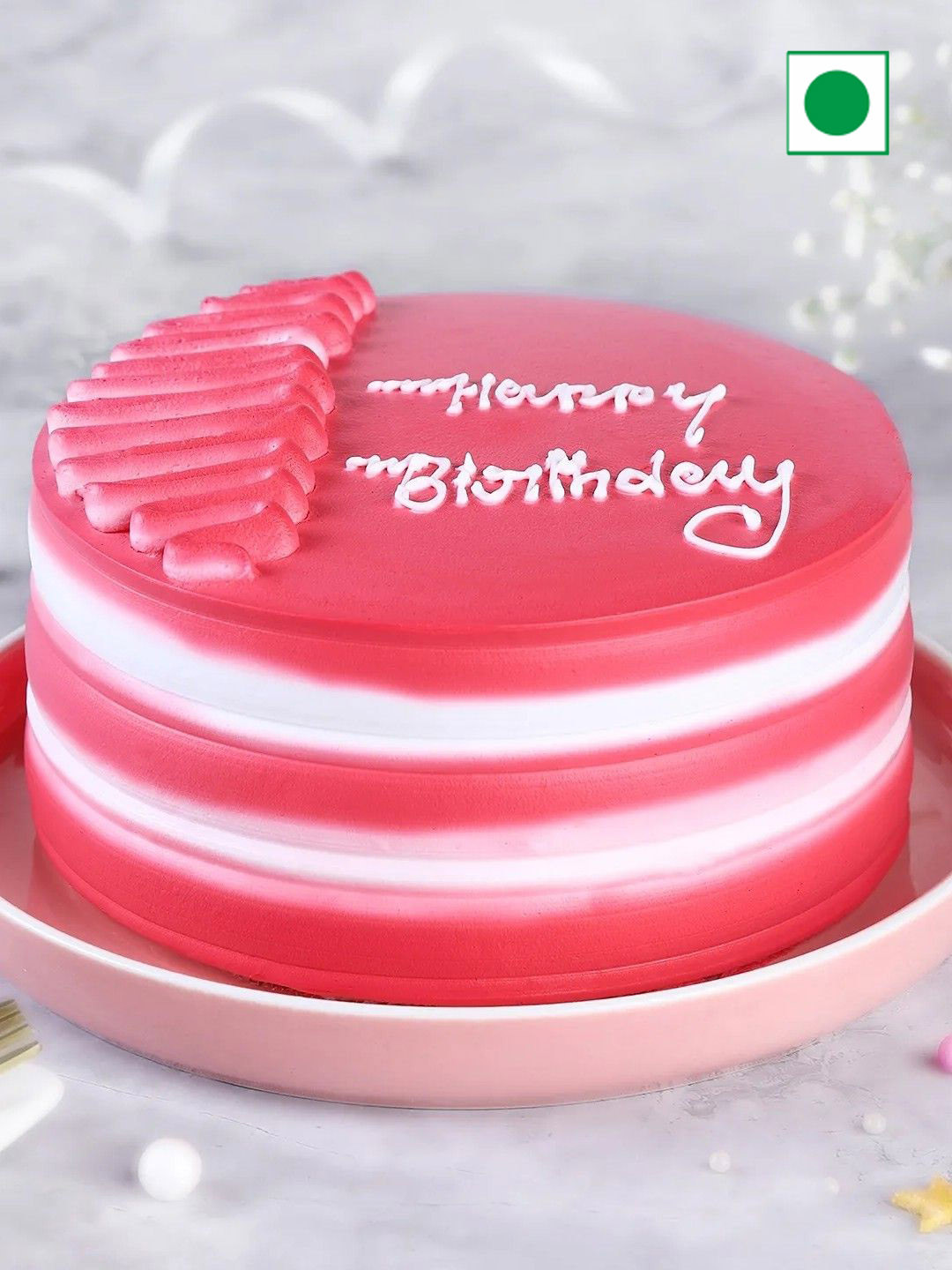 

fnp Red Velvet Flavor Eggless Round Cake- 1kg, Pink