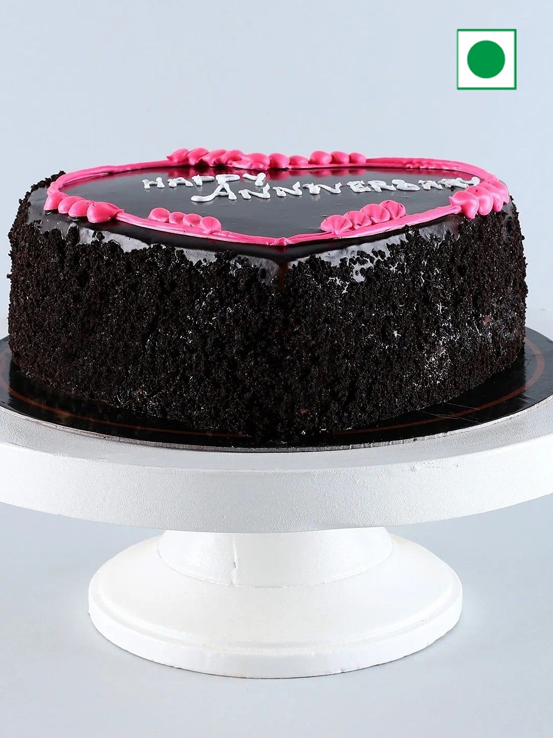 

fnp Chocolate Flavor Eggless Heart Cake - 1 Kg, Brown