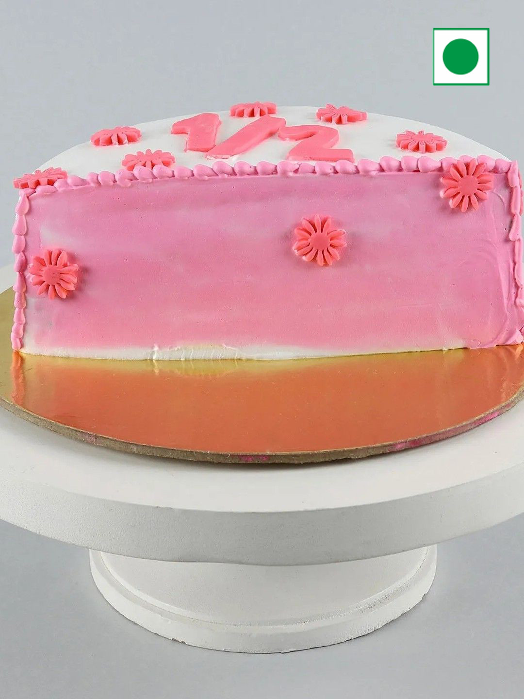 

fnp Cute Flowery Black Forest Flavor Half Eggless Cake 500G, Pink