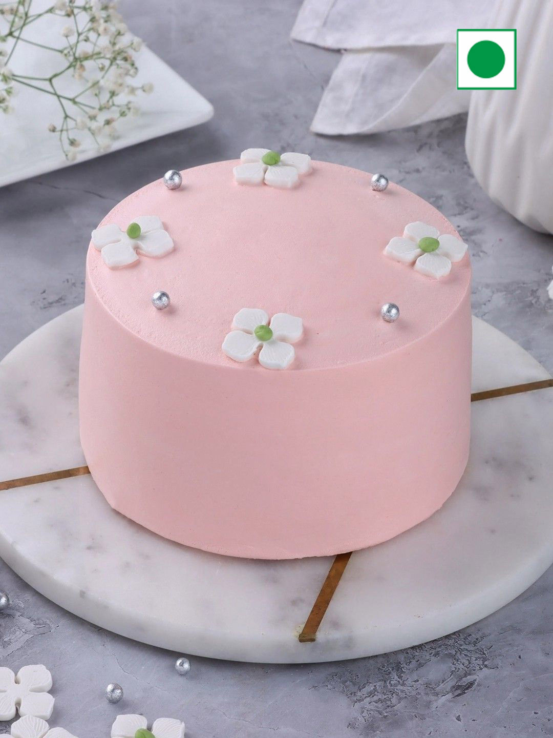 

fnp Butterscotch Flavour Eggless Round Cake-1kg, Pink