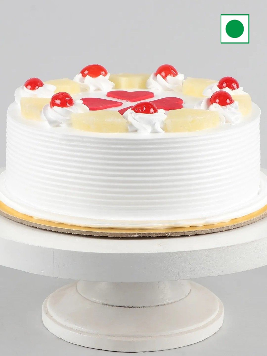 

fnp Pineapple Flavor Eggless Round Cake- 1 Kg, White
