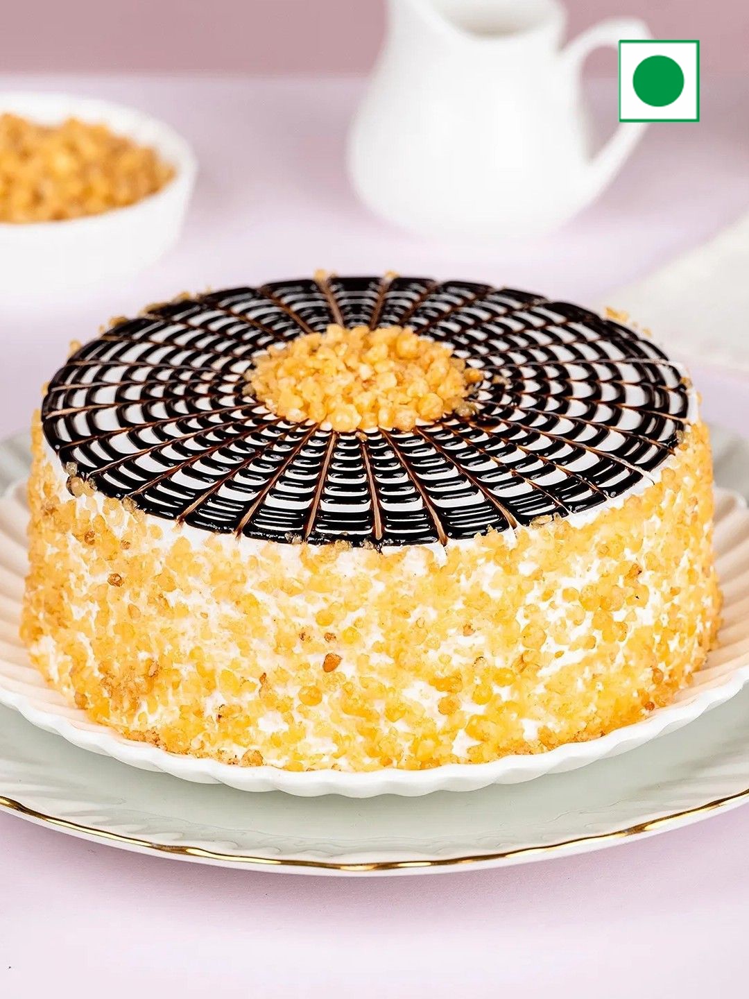 

fnp Butterscotch Flavor Eggless Round Cake - 1Kg, Brown