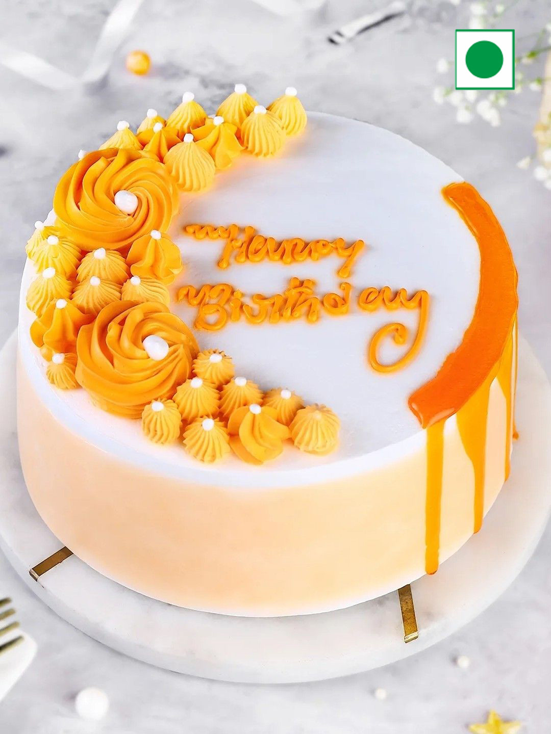 

fnp Butterscotch Crunch Flavor Eggless Round Cake- 1kg, White