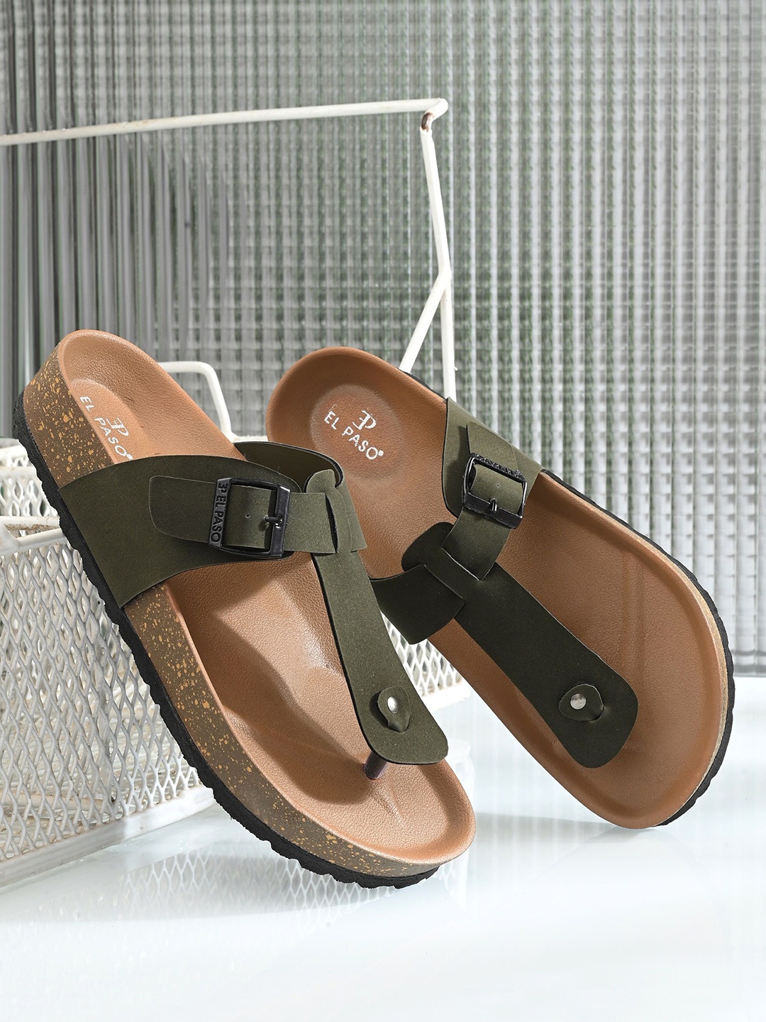 

El Paso Men Comfort Sandals, Olive