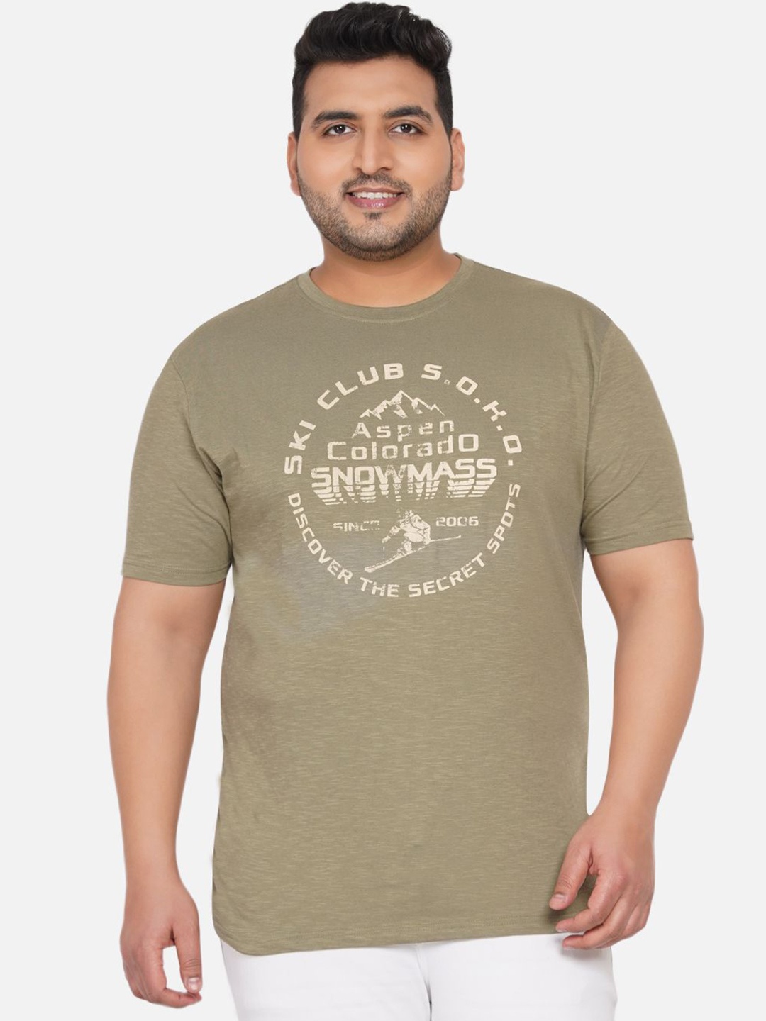 

Santonio Men Plus Size Striped T-shirt, Olive