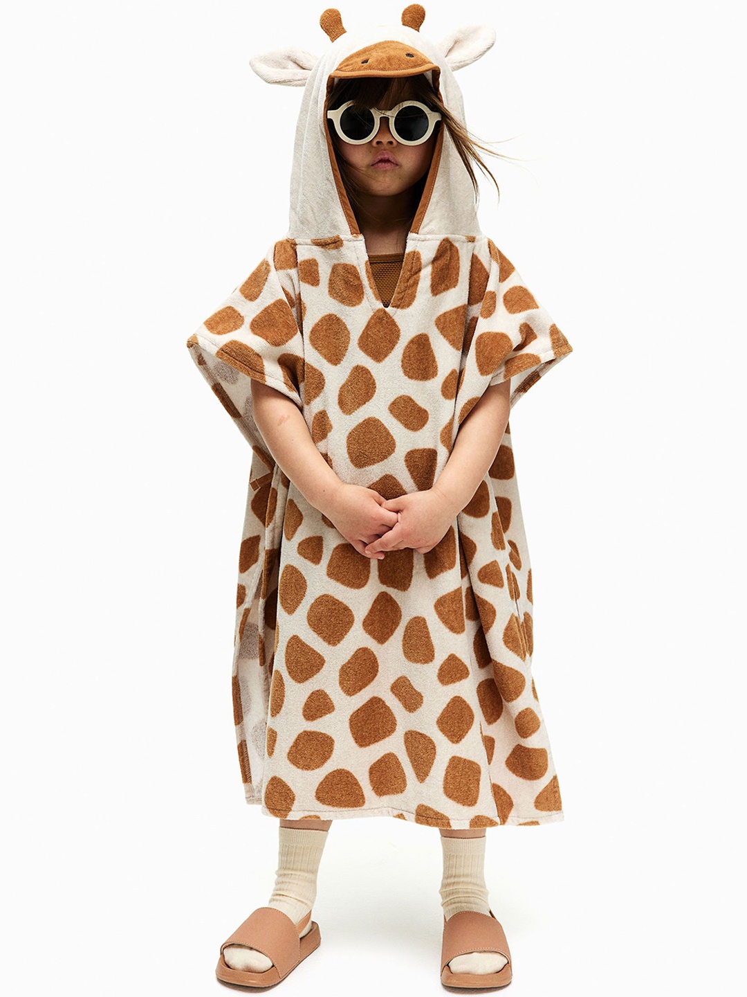 

H&M Boys Beige & White Cotton Poncho Towel