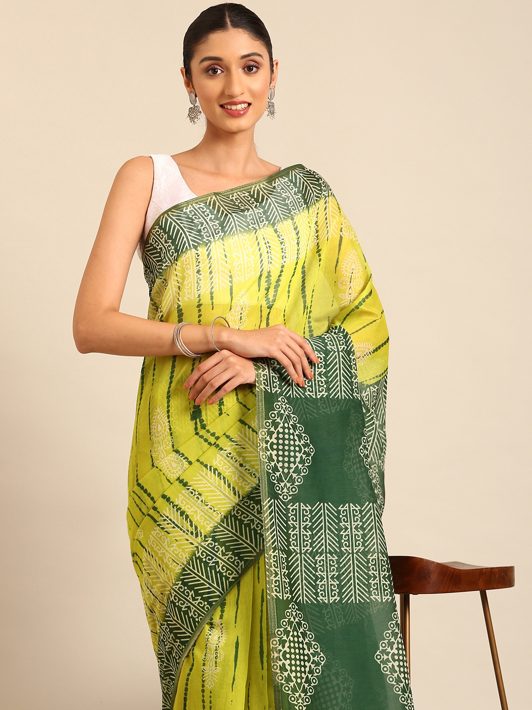 

Kalyan Silks Batik Bhagalpuri Saree, Green
