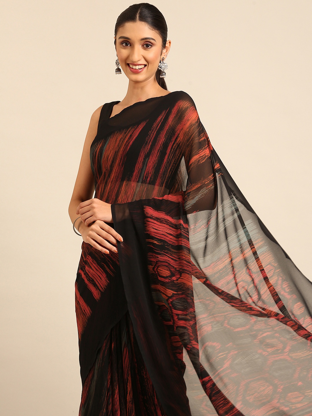 

Kalyan Silks Pure Georgette Saree, Black