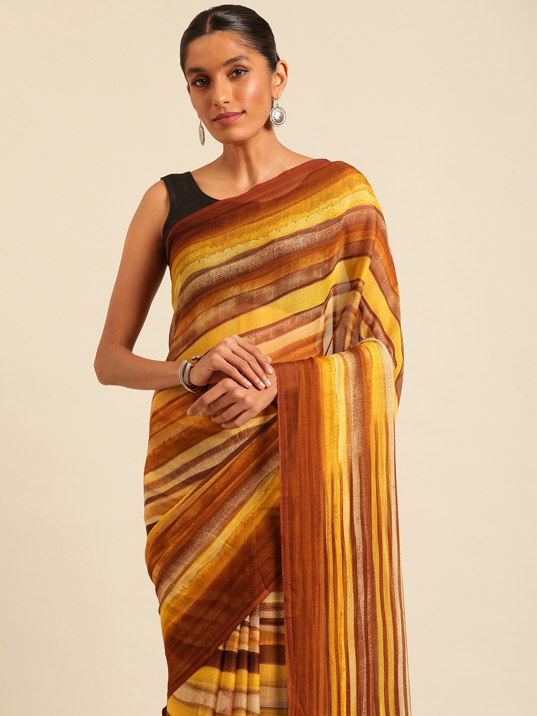 

Kalyan Silks Leheriya Saree, Coffee brown