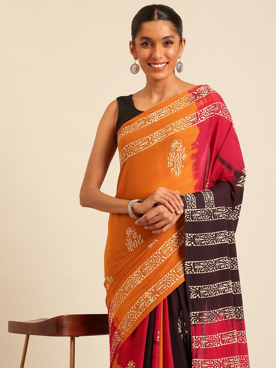 

Kalyan Silks Ethnic Motifs Pure Cotton Saree, Pink