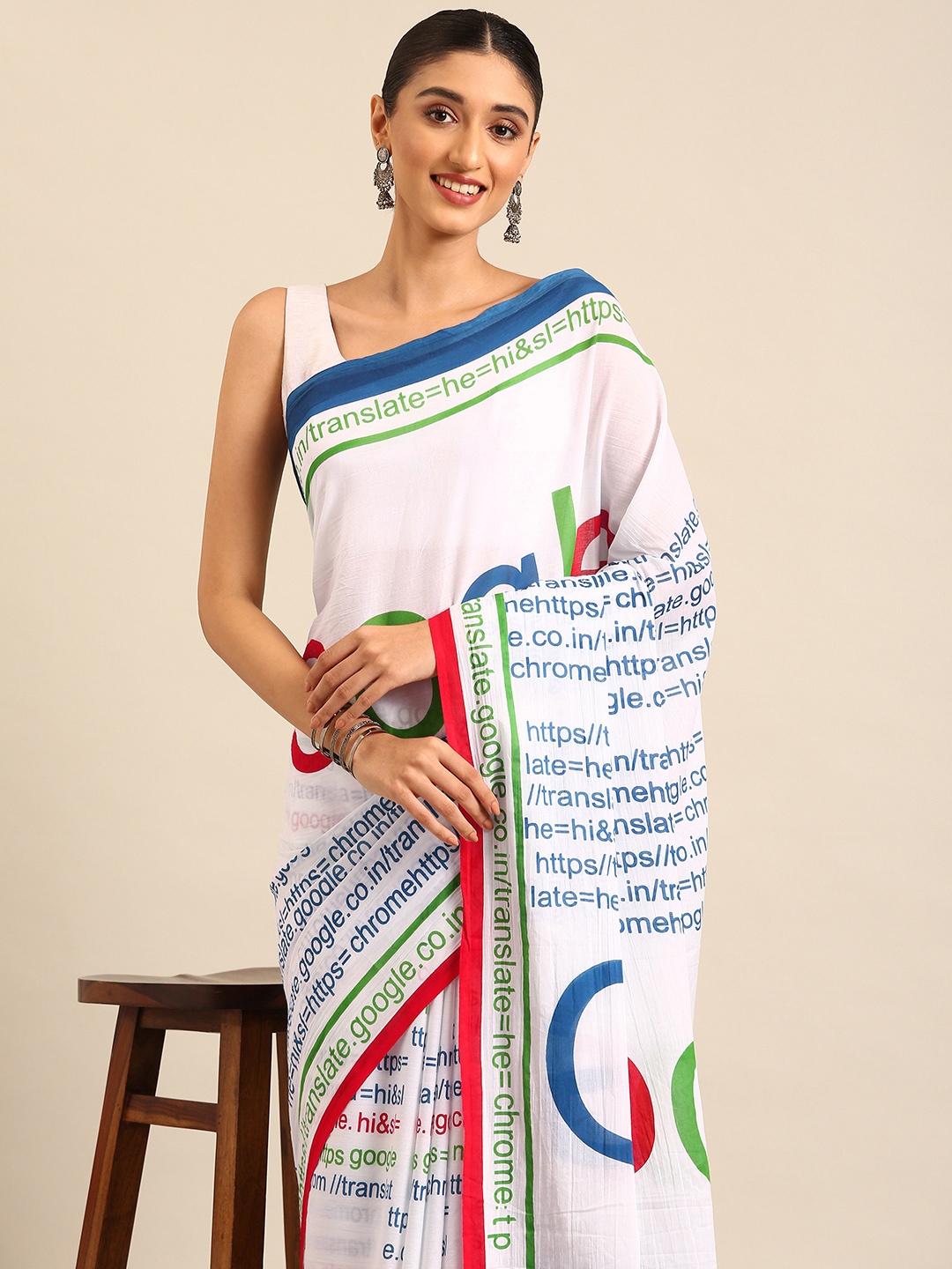 

Kalyan Silks Printed Pure Cotton Saree, White