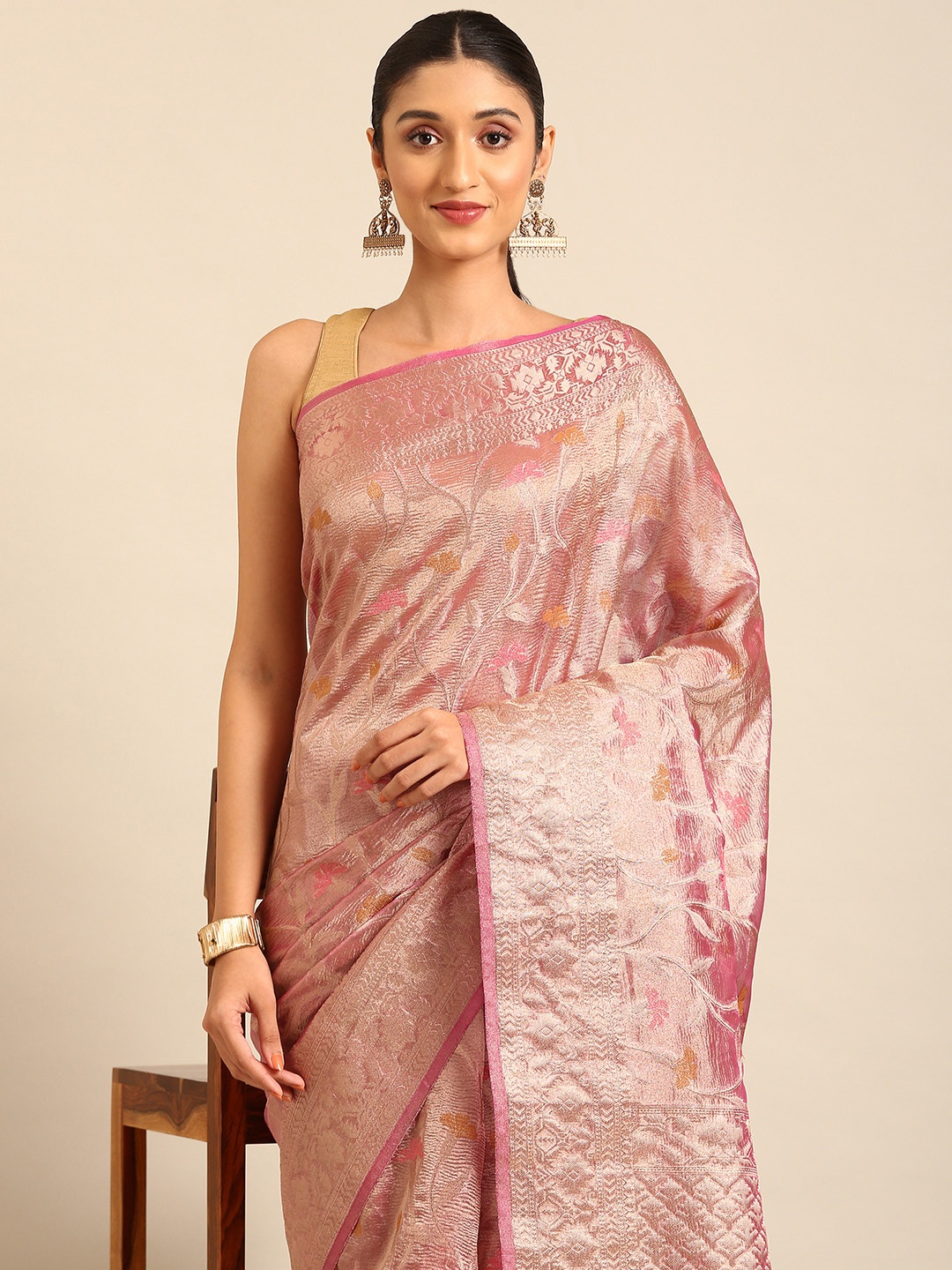 

Kalyan Silks Floral Organza Saree, Pink