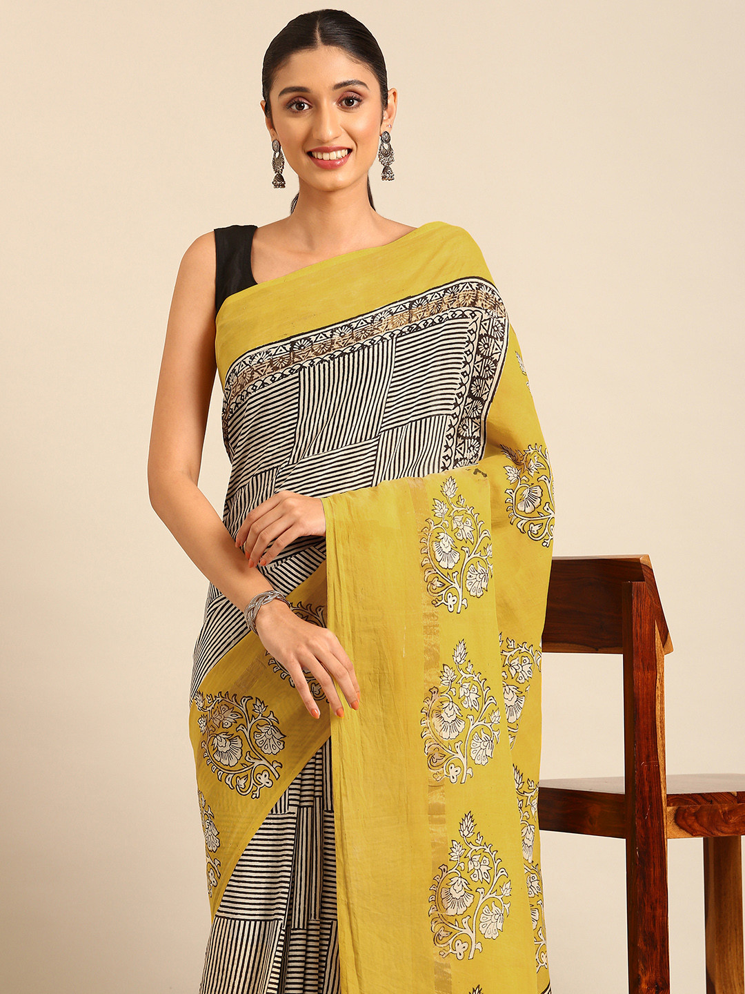 

Kalyan Silks Chanderi Saree, Black