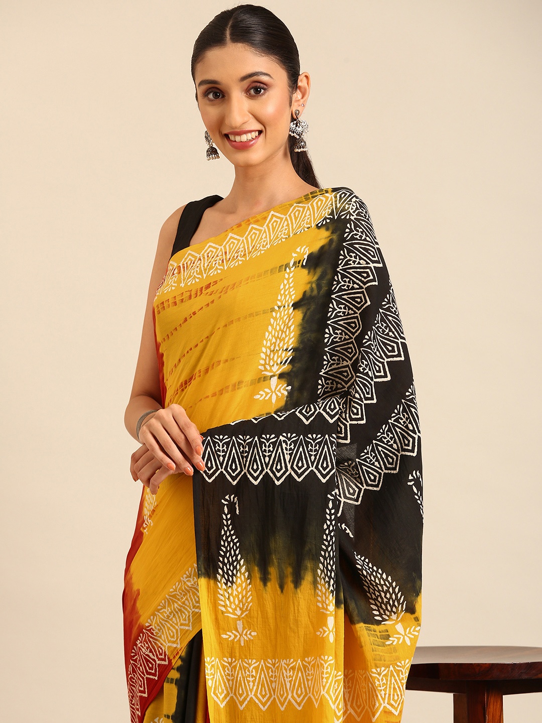 

Kalyan Silks Ethnic Motifs Pure Cotton Saree, Black