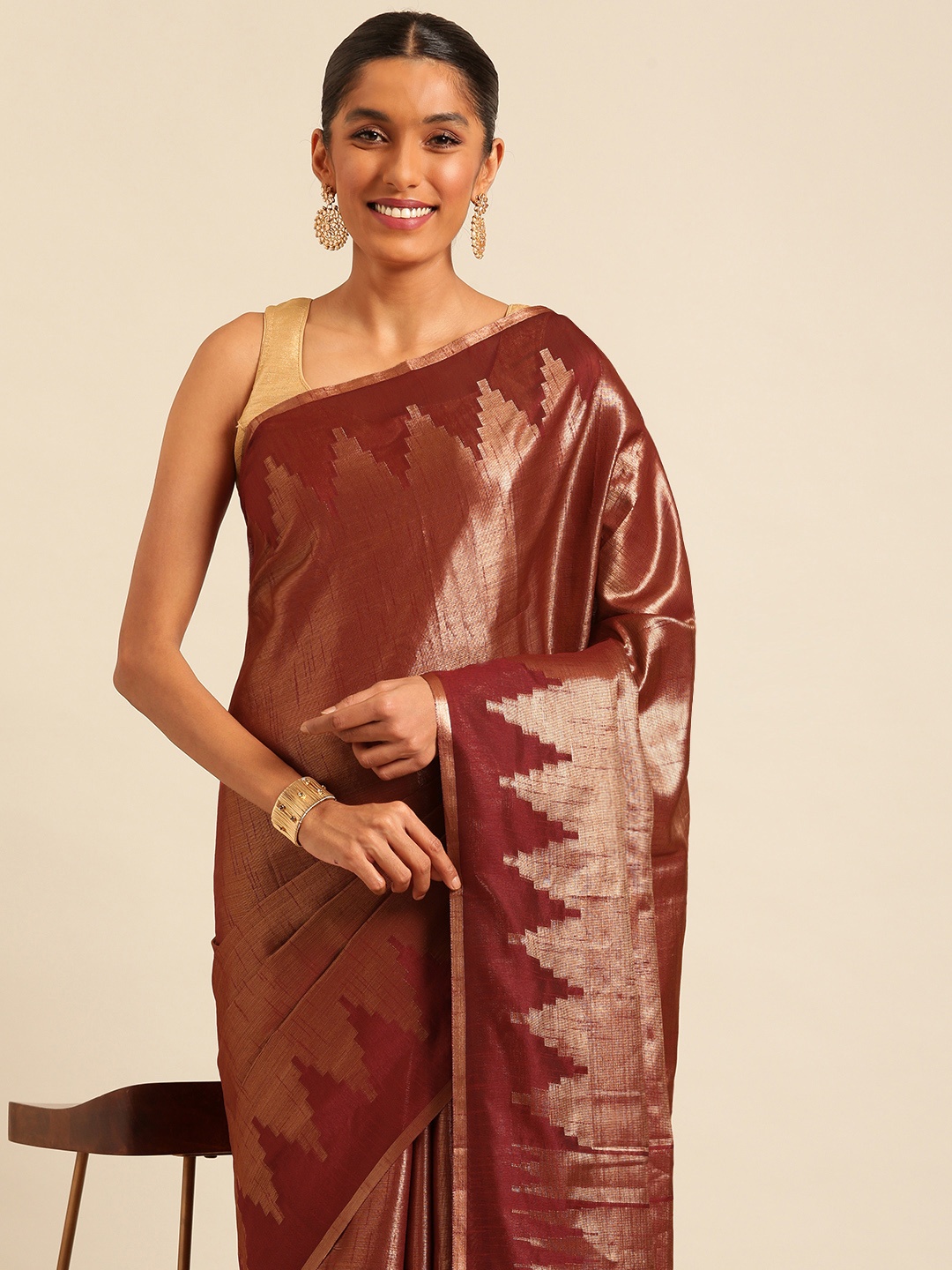 

Kalyan Silks Temple Border Kasavu Saree, Red