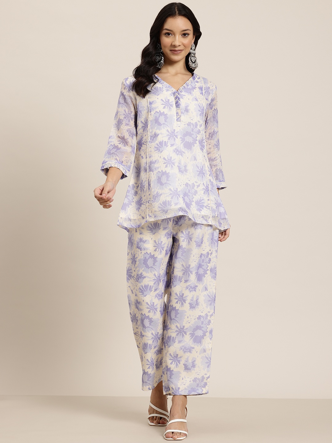 

HERE&NOW Floral Print Tunic & Palazzos, Blue