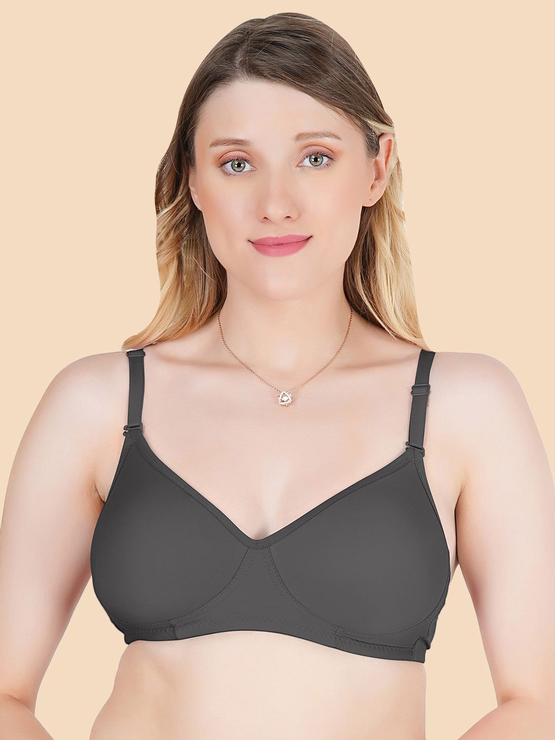 

KOMLI Full Coverage Lightly Padded T-shirt Bra- All Day Comfort, Grey