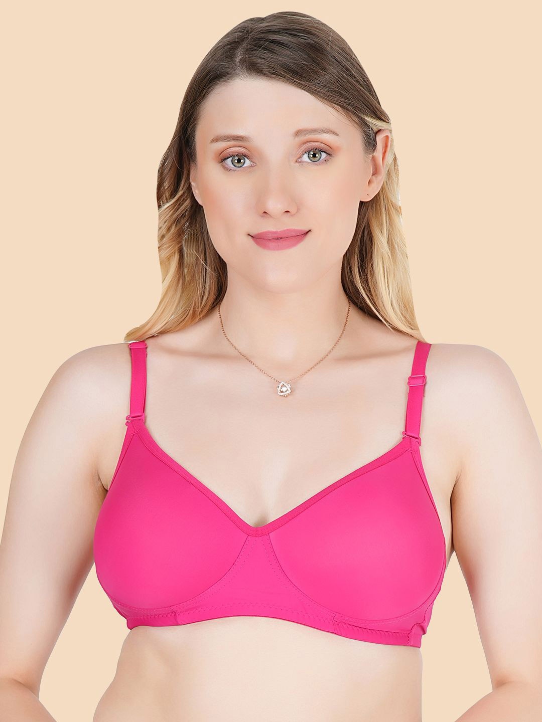 

KOMLI Full Coverage Lightly Padded T-shirt Bra- All Day Comfort, Pink