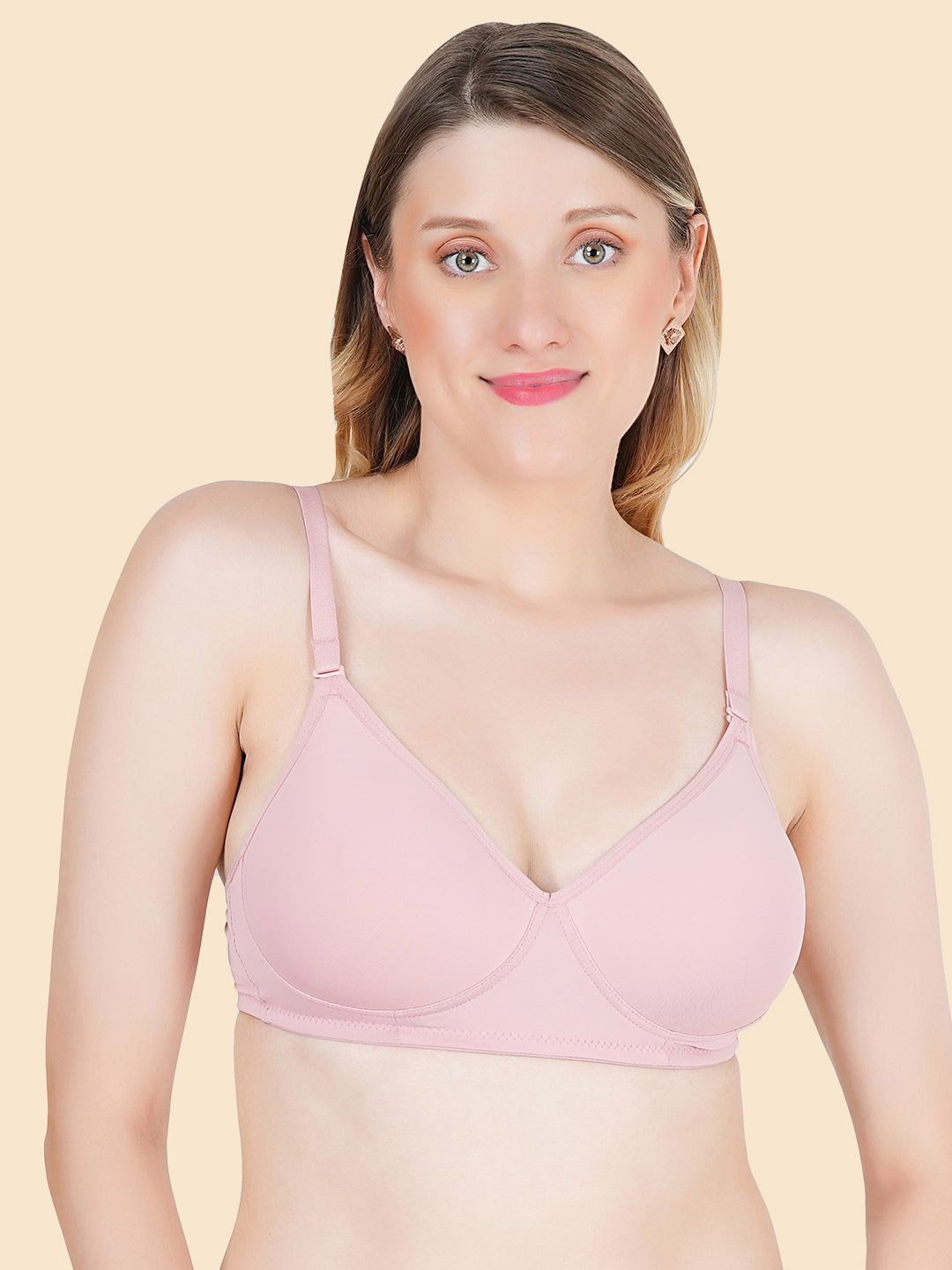 

KOMLI Full Coverage Lightly Padded T-shirt Bra- All Day Comfort, Peach