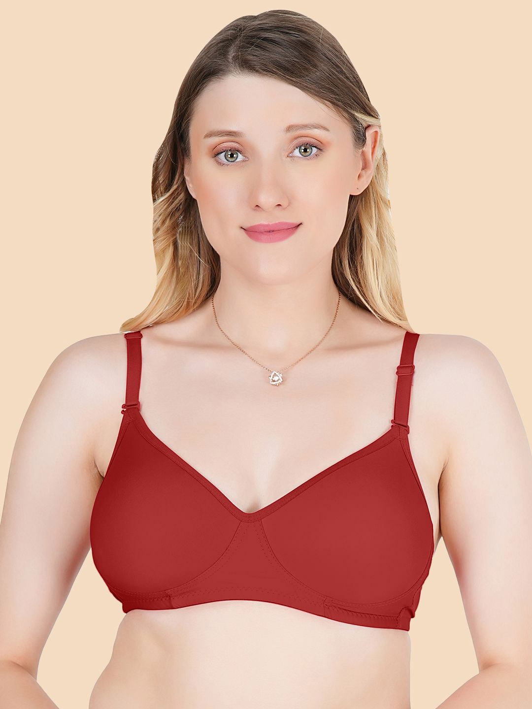 

KOMLI Full Coverage Lightly Padded T-shirt Bra- All Day Comfort, Maroon