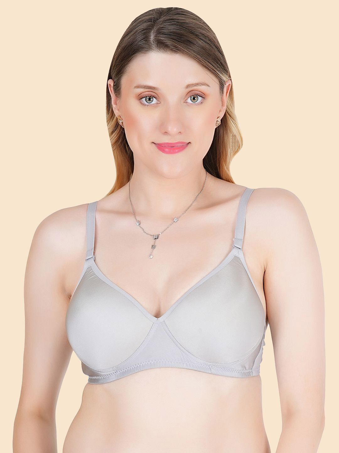 

KOMLI Full Coverage Lightly Padded T-shirt Bra- All Day Comfort, Grey