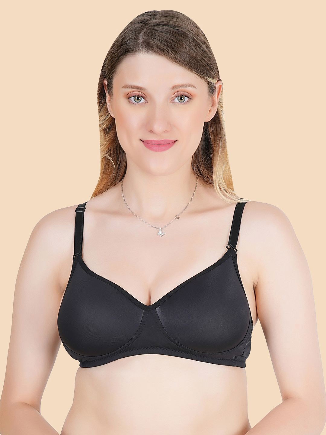 

KOMLI Full Coverage Lightly Padded T-shirt Bra- All Day Comfort, Black