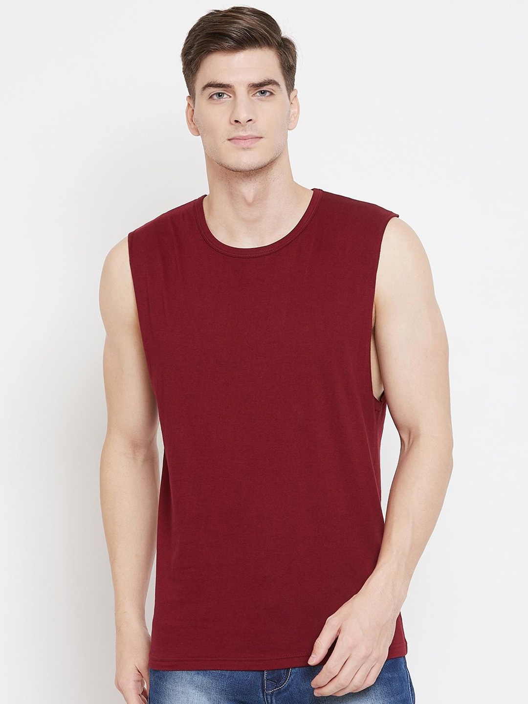

Hypernation Men Raw Edge T-shirt, Maroon