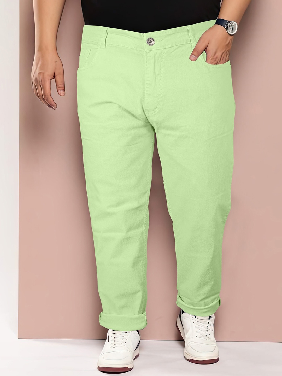 

Jb Just BLACK Men Urban Slim Clean Look No Fade Acid Wash Cotton Stretchable Jeans, Green